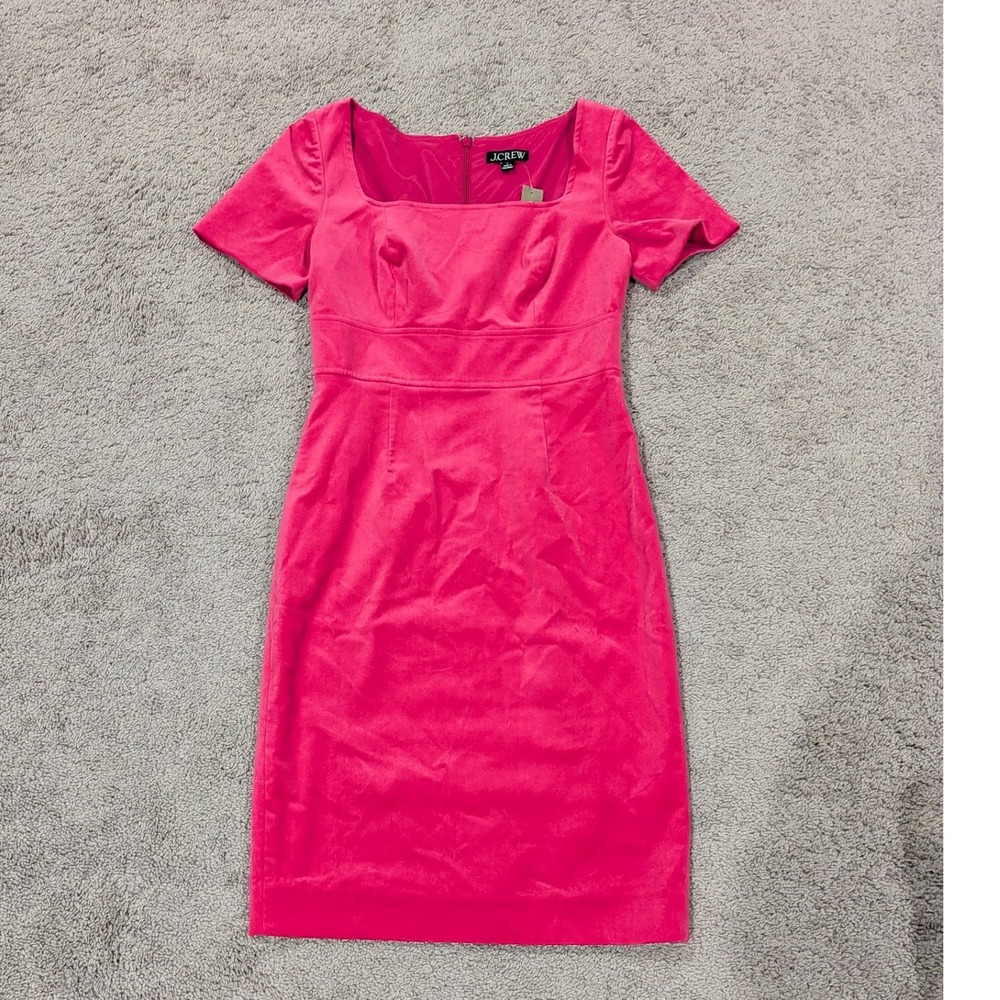 J.Crew Pink Velvet‎ Square Neck Sheath Dress BM871 Womens Size 2